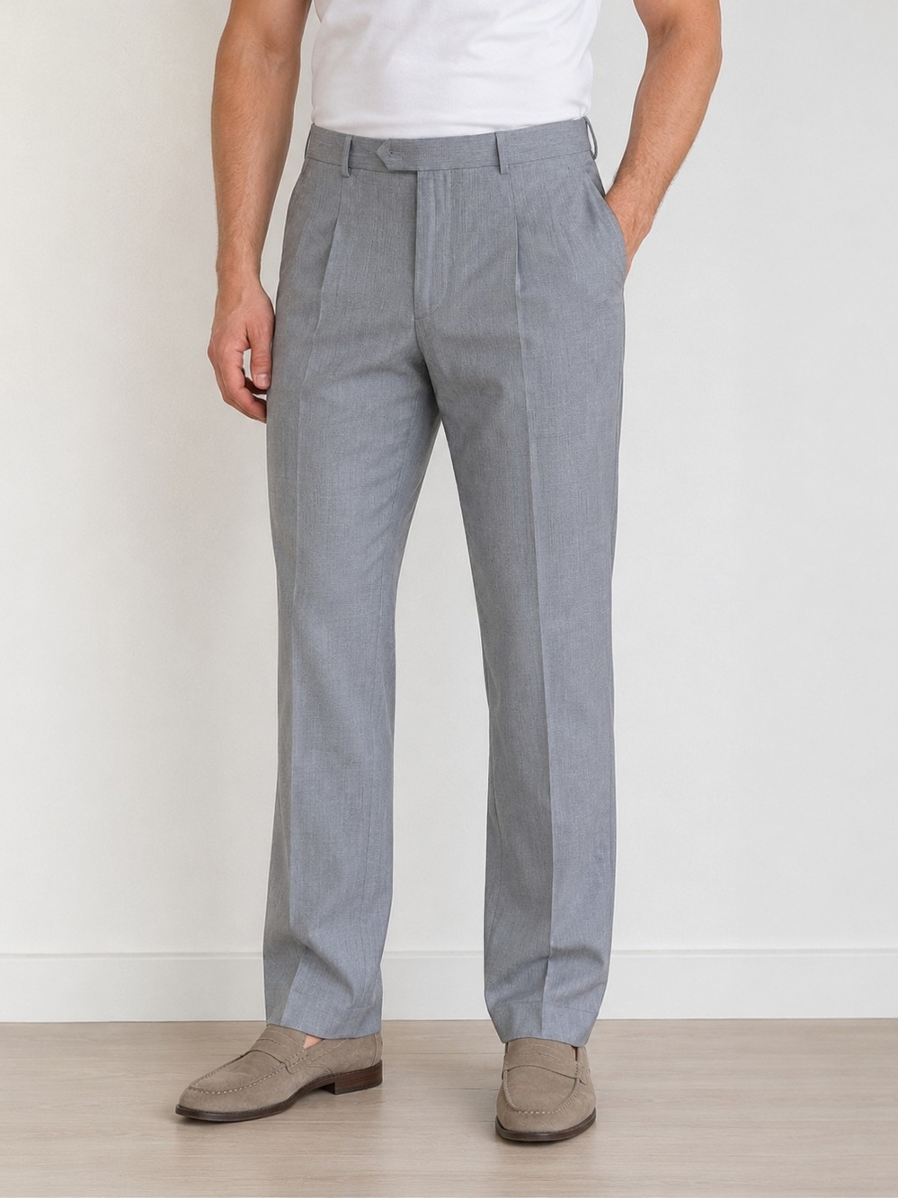 Joseph & Feiss Men's 100% Wool Gray Pleated Dress Pants Size 34 NWT